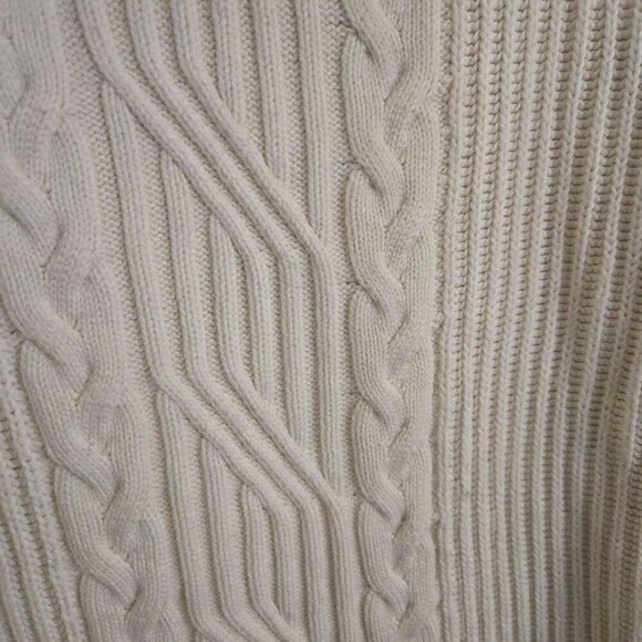 Talbots CableKnit Ivory Cashmere Cotton Cowl Neck Neutral Sweater Size XL - Picture 3 of 5